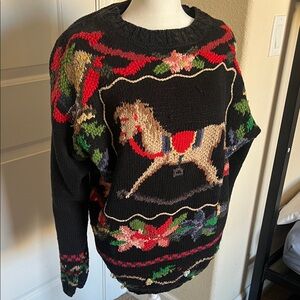 Black Horse Pattern Sweater